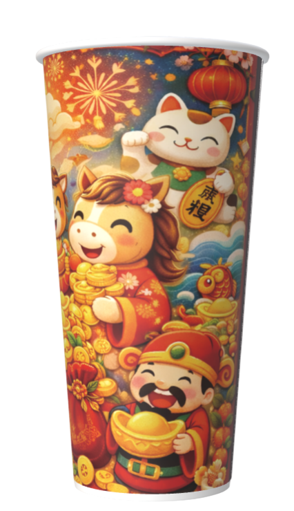 8oz OW 雙層杯 (500入)HAPPY NEW YEAR